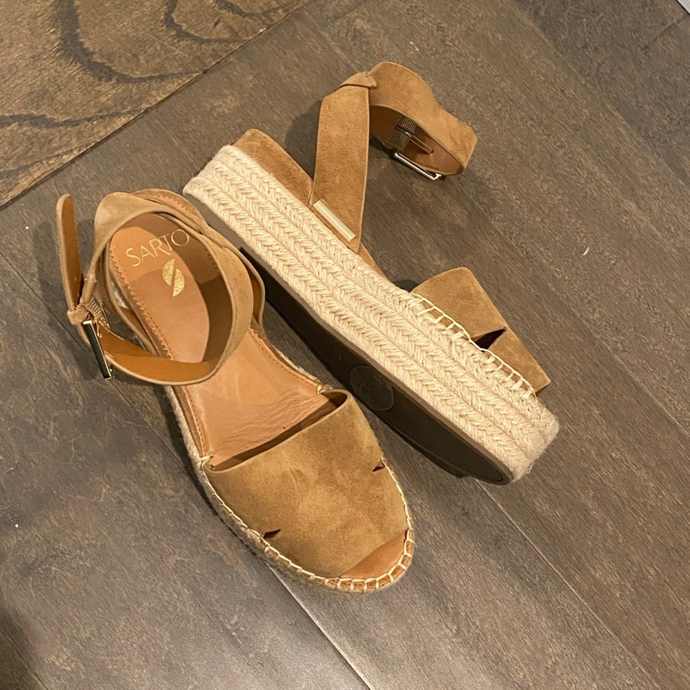 LIKE NEW Sarto brown suede espadrille platform sandals - 7.5